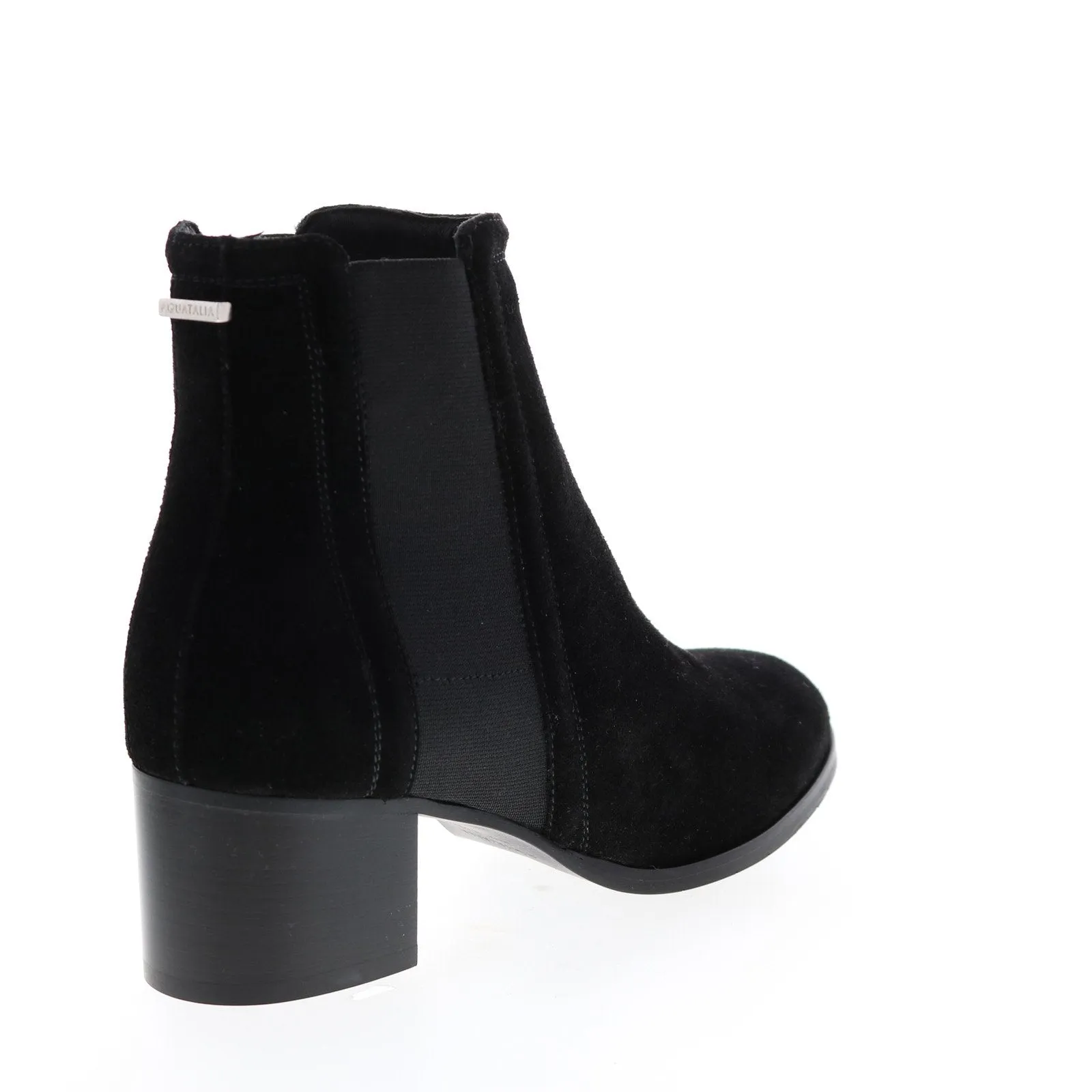 Aquatalia Neeva Suede Elastic 34L3573-BLK Womens Black Suede Chelsea Boots