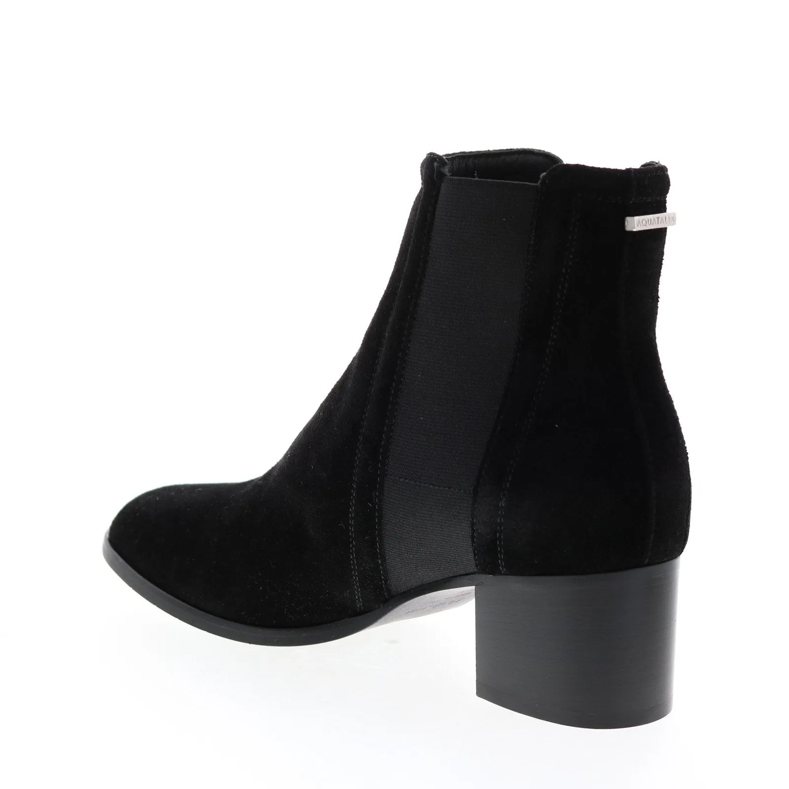 Aquatalia Neeva Suede Elastic 34L3573-BLK Womens Black Suede Chelsea Boots