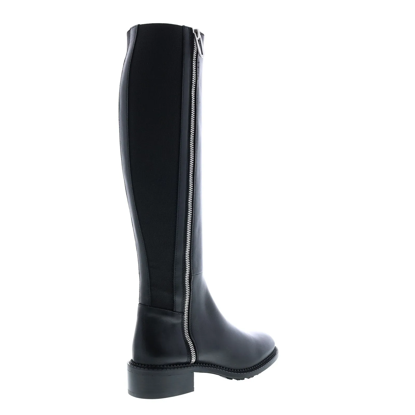 Aquatalia Ocala Calf Elastic 34L3789-BLK Womens Black Leather Zipper Knee High Boots