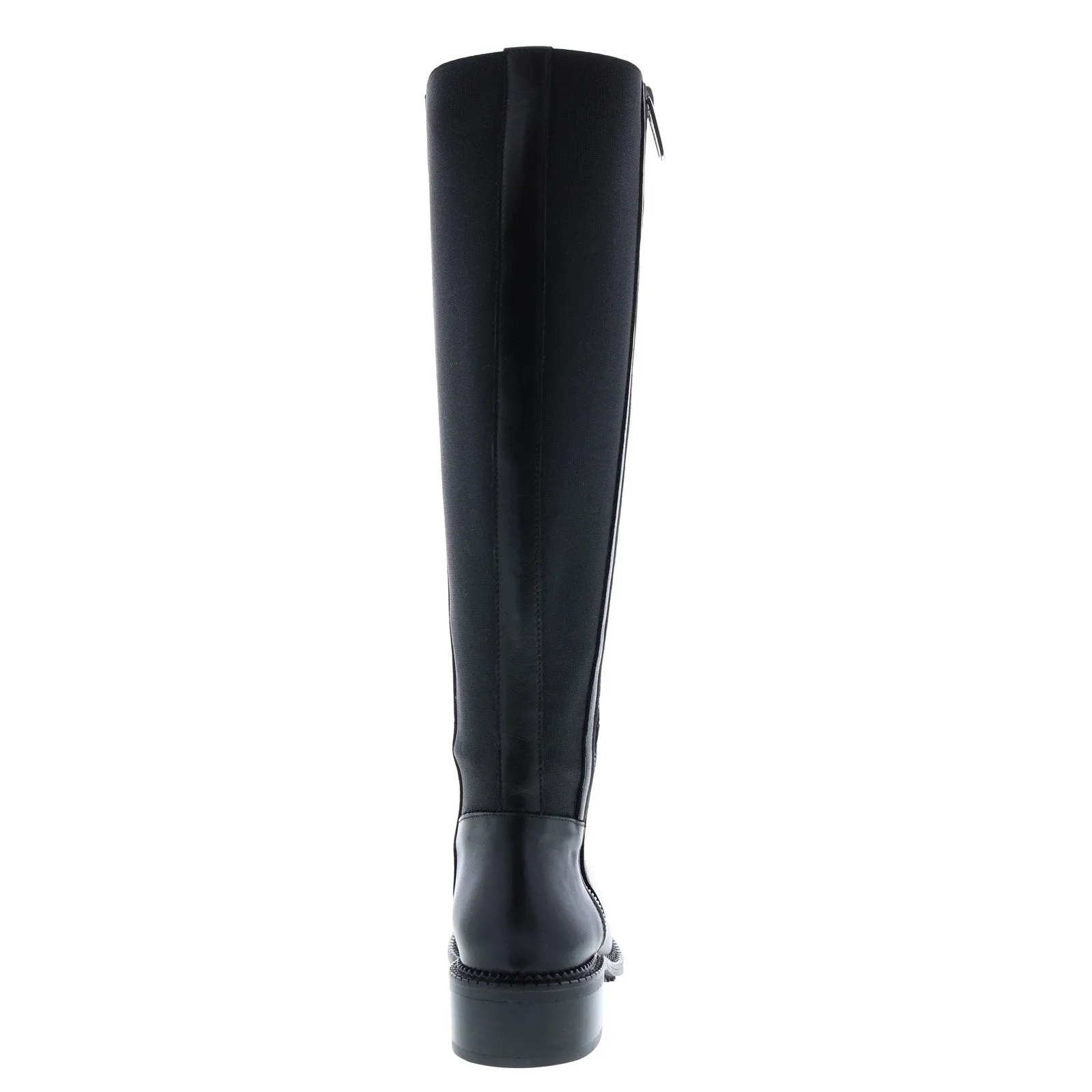 Aquatalia Ocala Calf Elastic 34L3789-BLK Womens Black Leather Zipper Knee High Boots