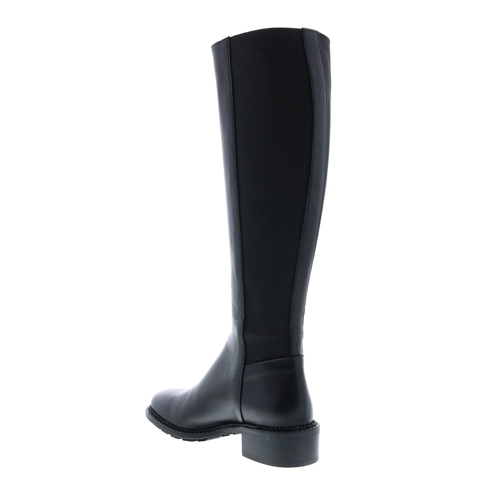 Aquatalia Ocala Calf Elastic 34L3789-BLK Womens Black Leather Zipper Knee High Boots