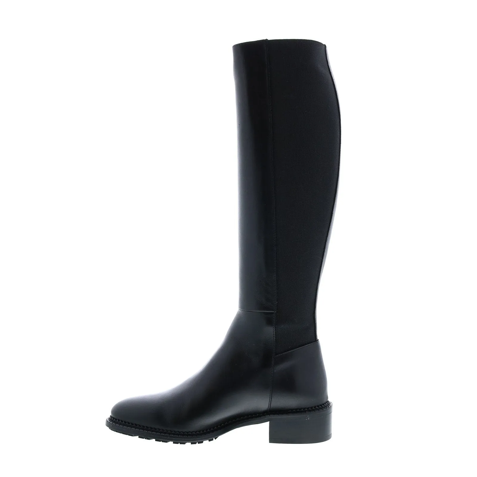 Aquatalia Ocala Calf Elastic 34L3789-BLK Womens Black Leather Zipper Knee High Boots