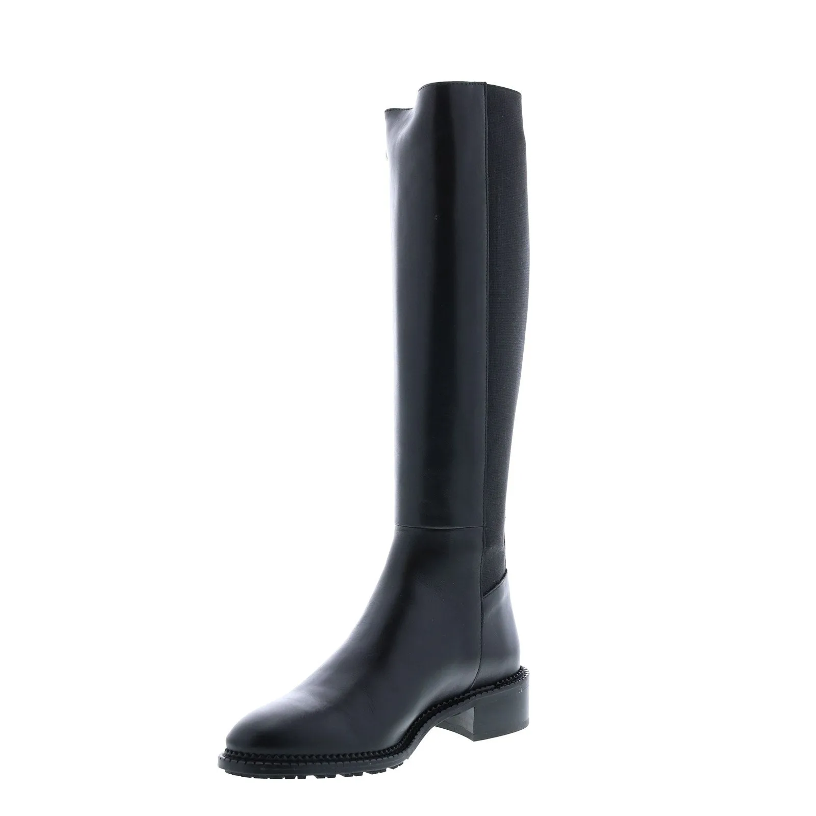 Aquatalia Ocala Calf Elastic 34L3789-BLK Womens Black Leather Zipper Knee High Boots