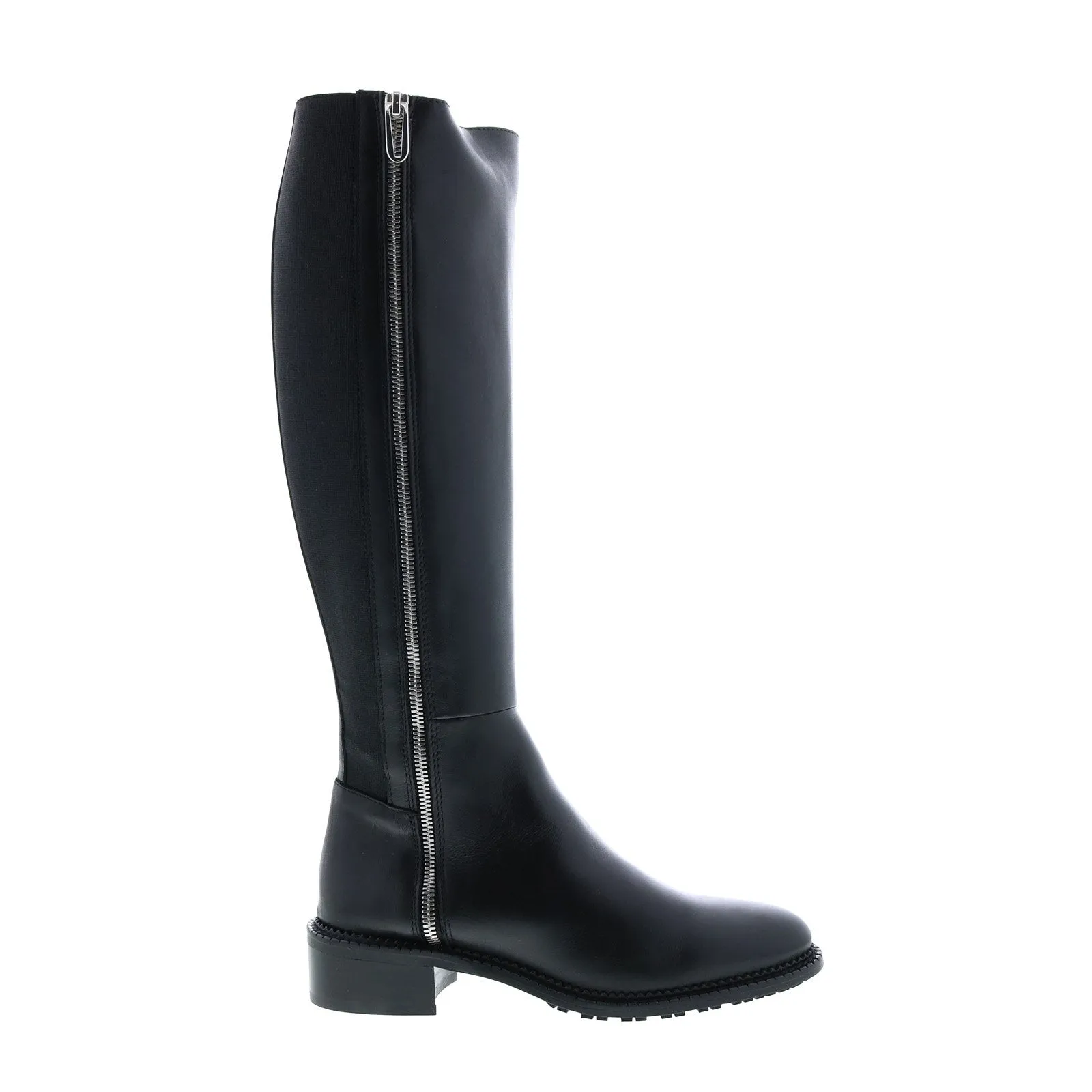 Aquatalia Ocala Calf Elastic 34L3789-BLK Womens Black Leather Zipper Knee High Boots