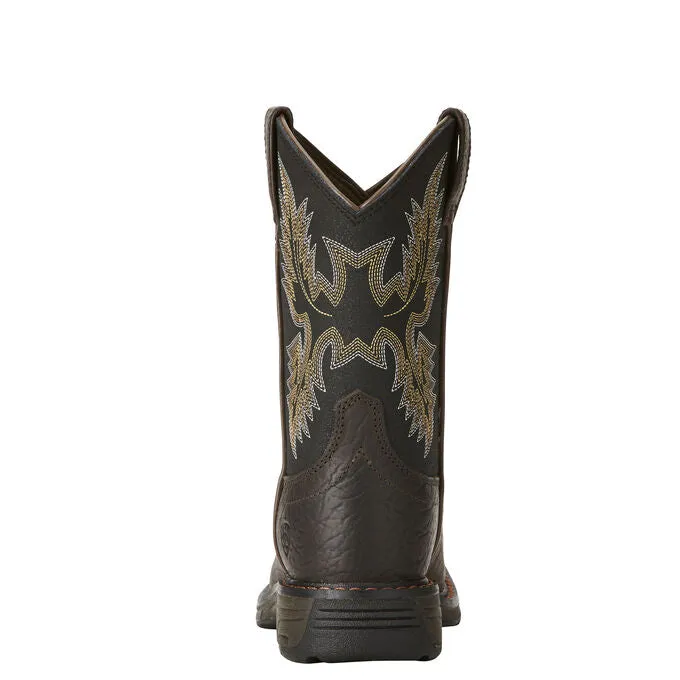 Ariat Kid's 8" Workhog Wide Square Toe Western Boot - Bruin Brown 10021452