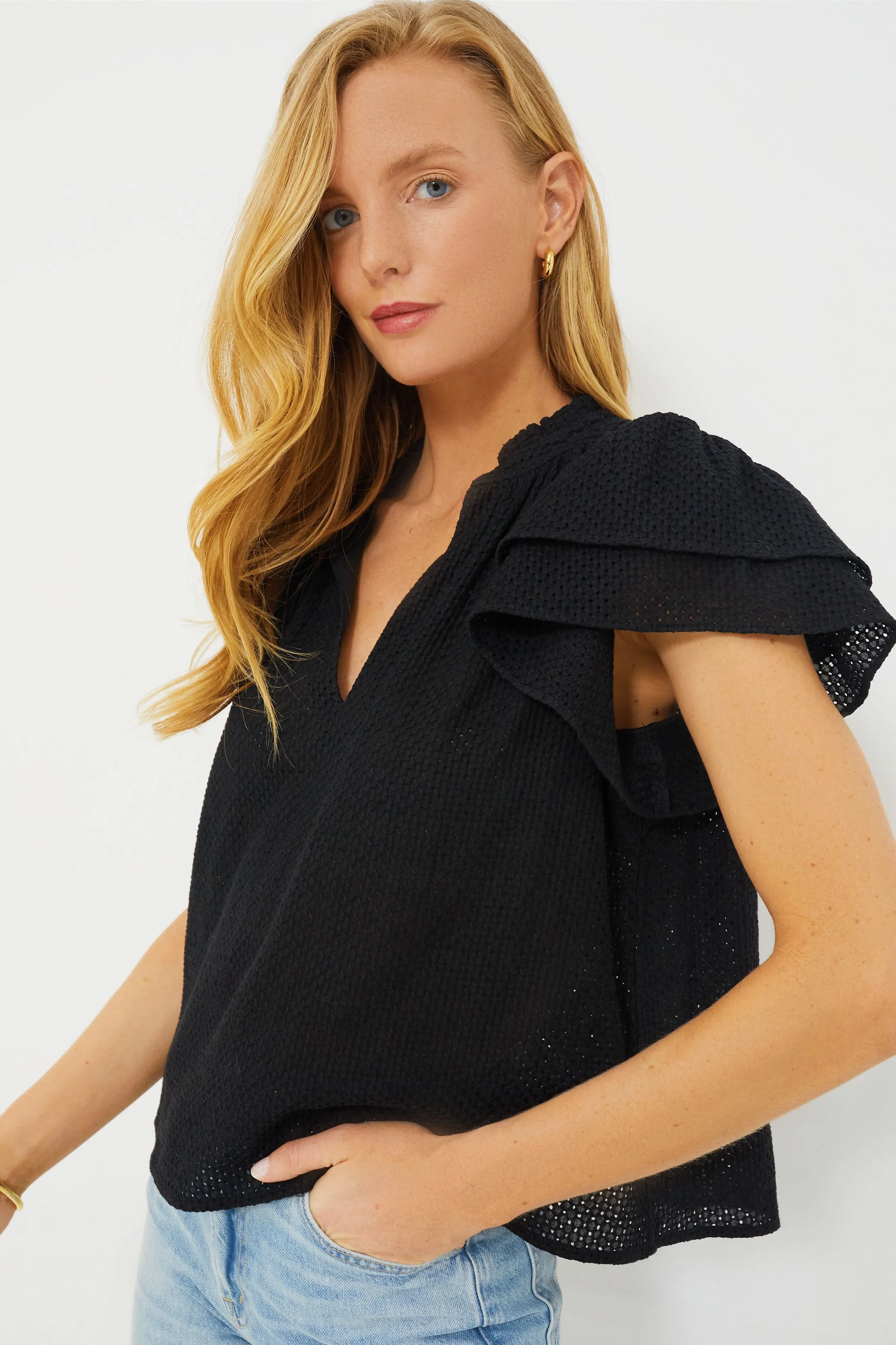 Black Eyelet Hastings Blouse