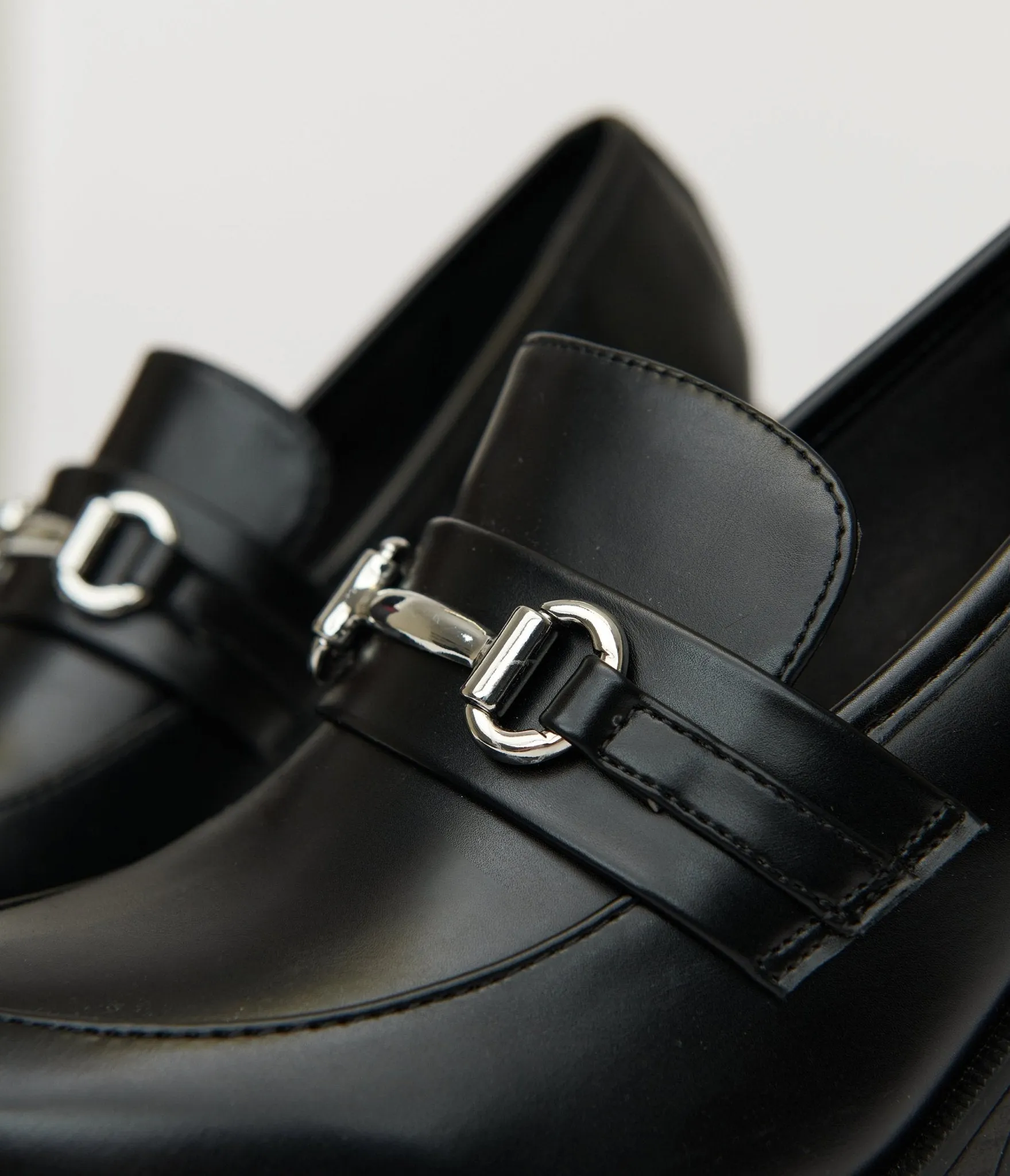 Black Leatherette Loafer Heels