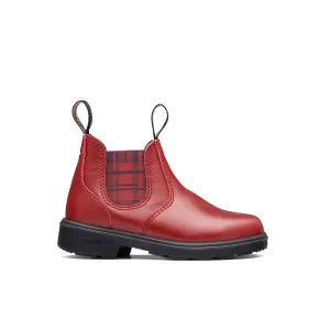 Blundstone Red With Burgundy Tartan Elastic Kids' Boot