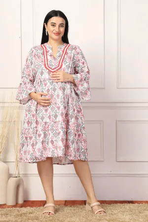 Blush Breeze Ikat Maternity TierDress