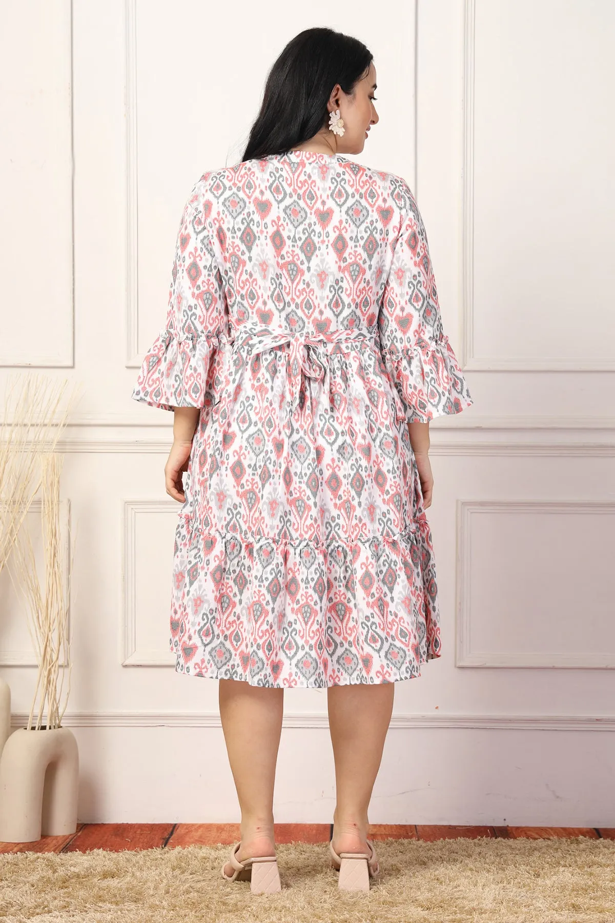 Blush Breeze Ikat Maternity TierDress