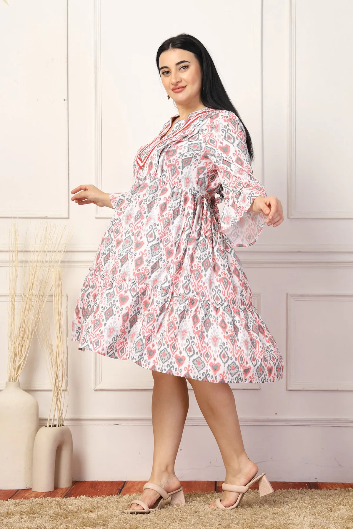 Blush Breeze Ikat Maternity TierDress