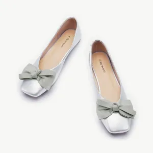 Bow Ballerina Flats (Eva) Silver