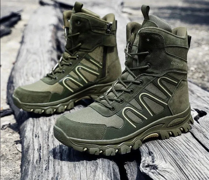 Brand Tactical Desert Boots Lace Up Outdoor Mid-Calf Boots Men's Shoes Plus Size 47 Anti-Slip Hiking Boots