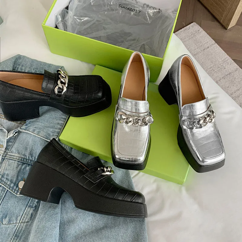 Chunky Heel Loafers - Ziah