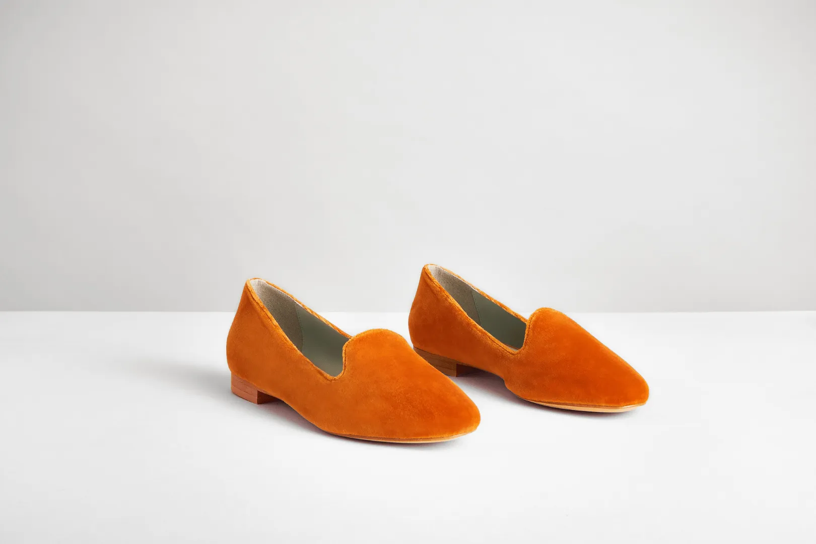 Cotton Velvet Vegan Loafers | Pumpkin Orange