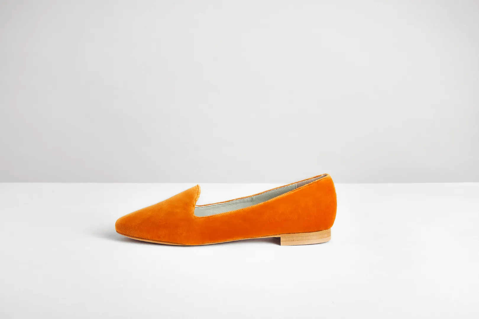 Cotton Velvet Vegan Loafers | Pumpkin Orange