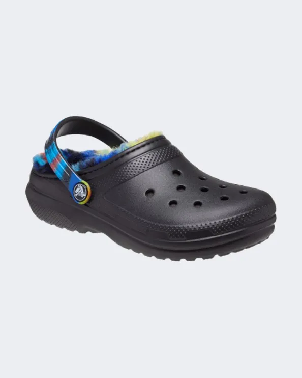 Crocs Classic Lined Spray Dye Kids Lifestyle Slippers Black/Multi 208081-0C4