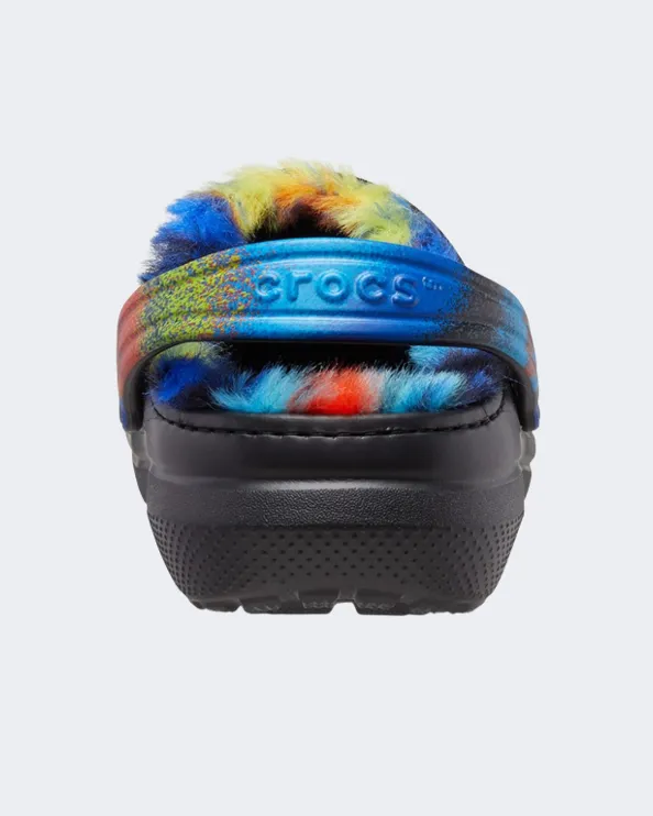 Crocs Classic Lined Spray Dye Kids Lifestyle Slippers Black/Multi 208081-0C4