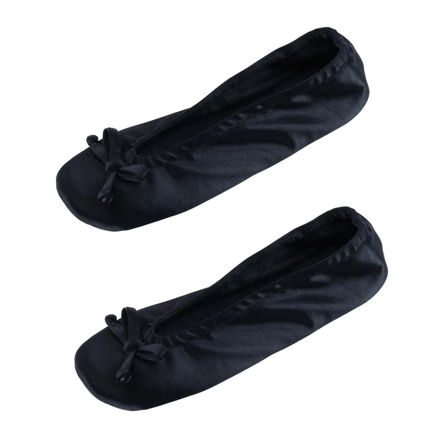 CTM® Women's Satin Ballerina Slipper House Shoe (Pack of 2)