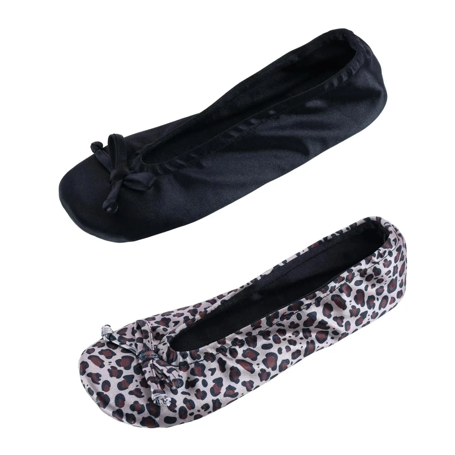 CTM® Women's Satin Ballerina Slipper House Shoe (Pack of 2)