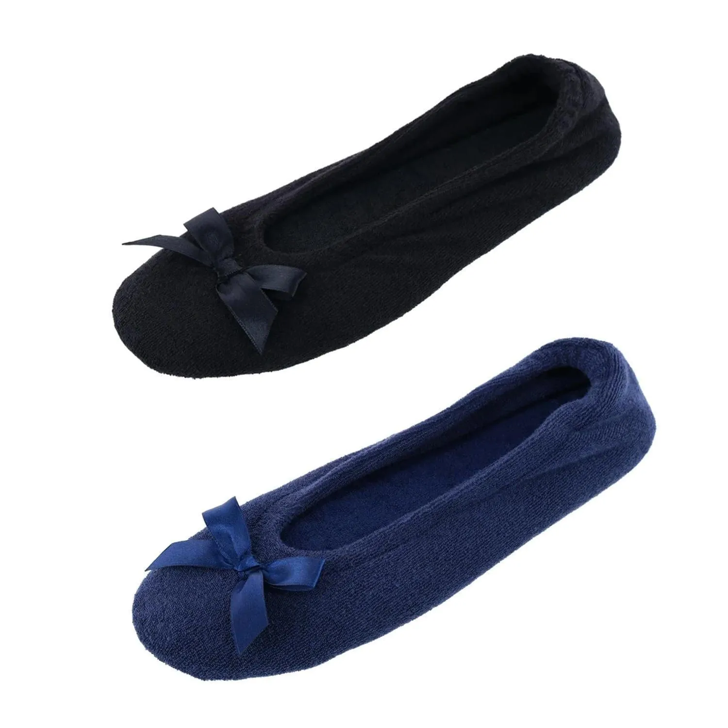 CTM® Women's Terry Ballerina Slipper House Shoe (Pack of 2)