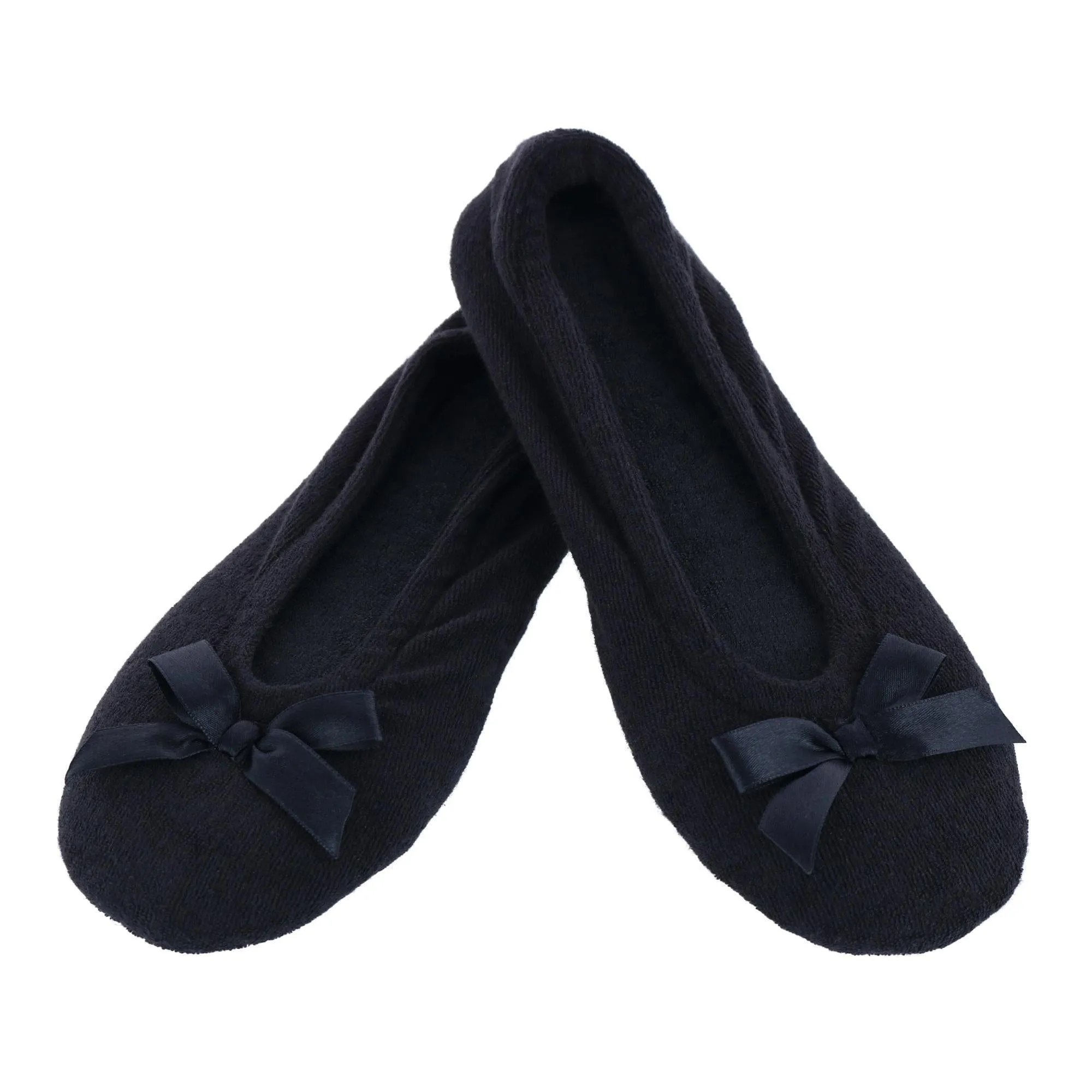 CTM® Women's Terry Ballerina Slipper House Shoe (Pack of 2)