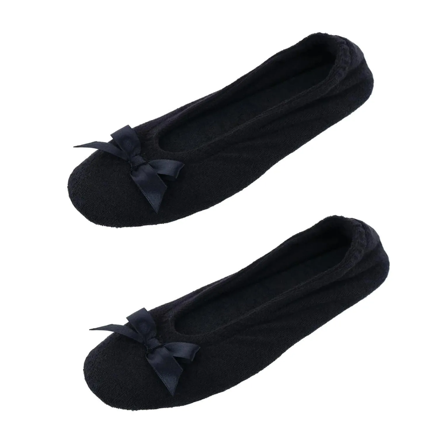 CTM® Women's Terry Ballerina Slipper House Shoe (Pack of 2)