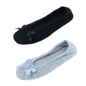 CTM® Women's Terry Ballerina Slipper House Shoe (Pack of 2)