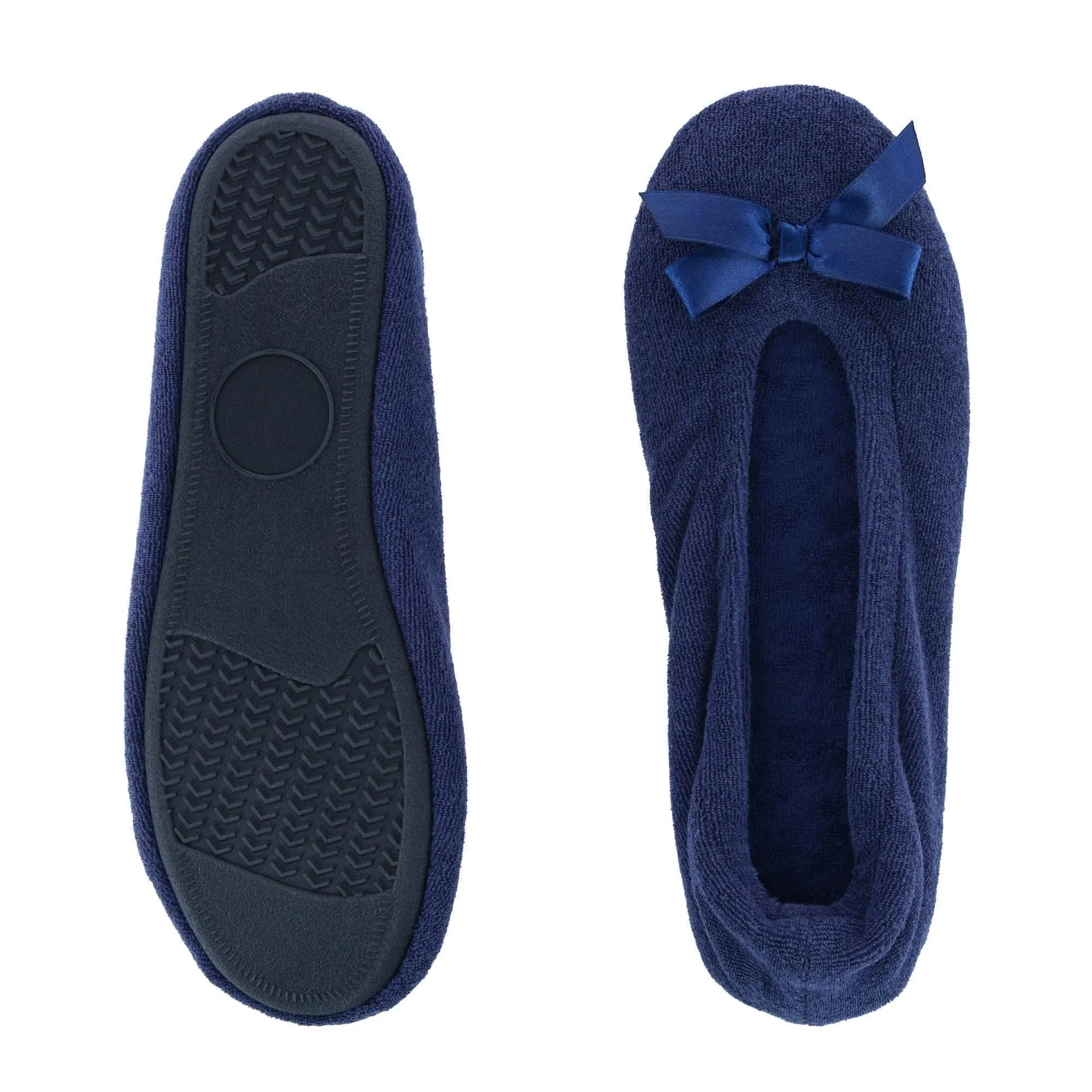 CTM® Women's Terry Ballerina Slipper House Shoe (Pack of 2)