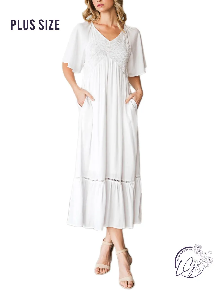 Curvy The Blissful Breeze V-Neck Midi Dress