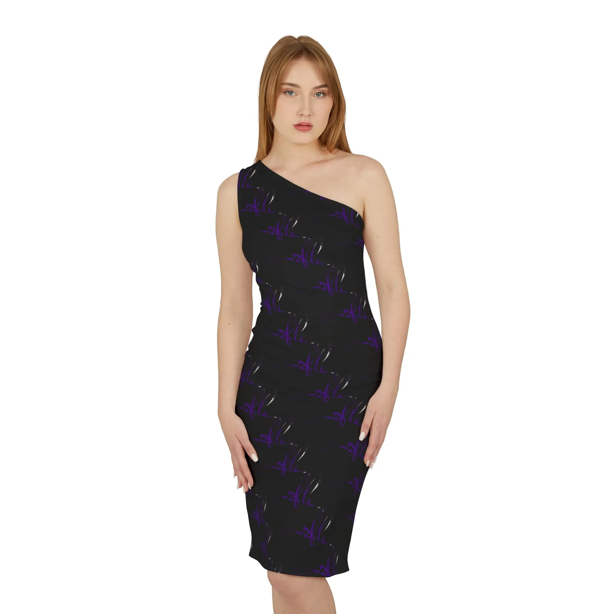 Elegant Cocktail Dress with 1 Shoulder Design, Knee-Length Hem & Hidden Zipper for Effortless Style