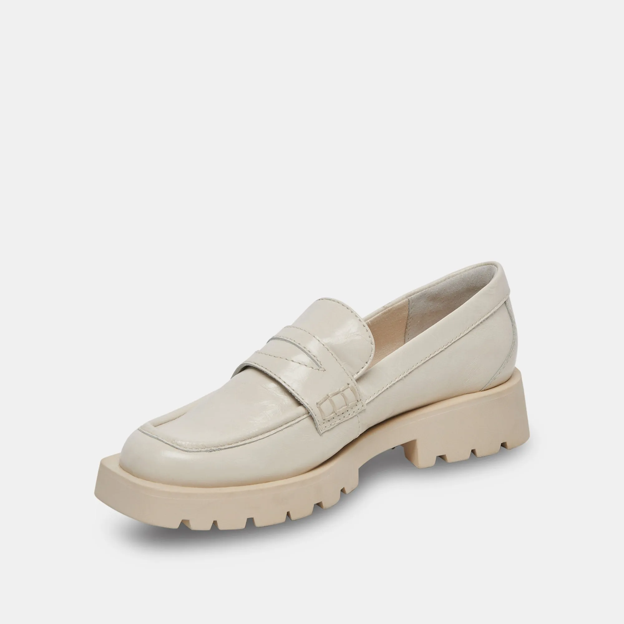 ELIAS FLATS OFF WHITE CRINKLE PATENT