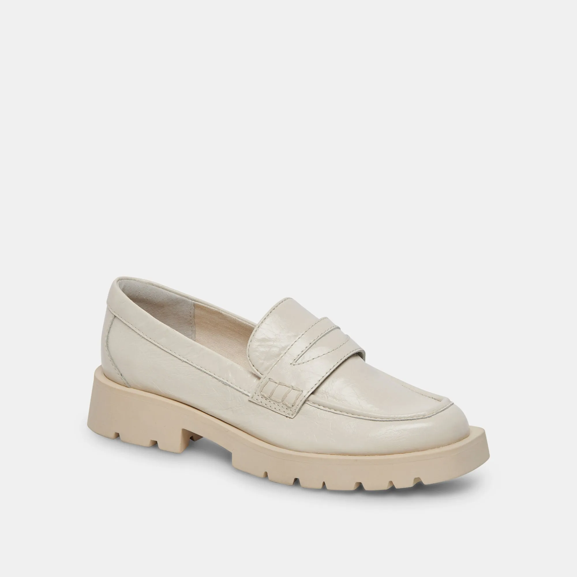 ELIAS FLATS OFF WHITE CRINKLE PATENT