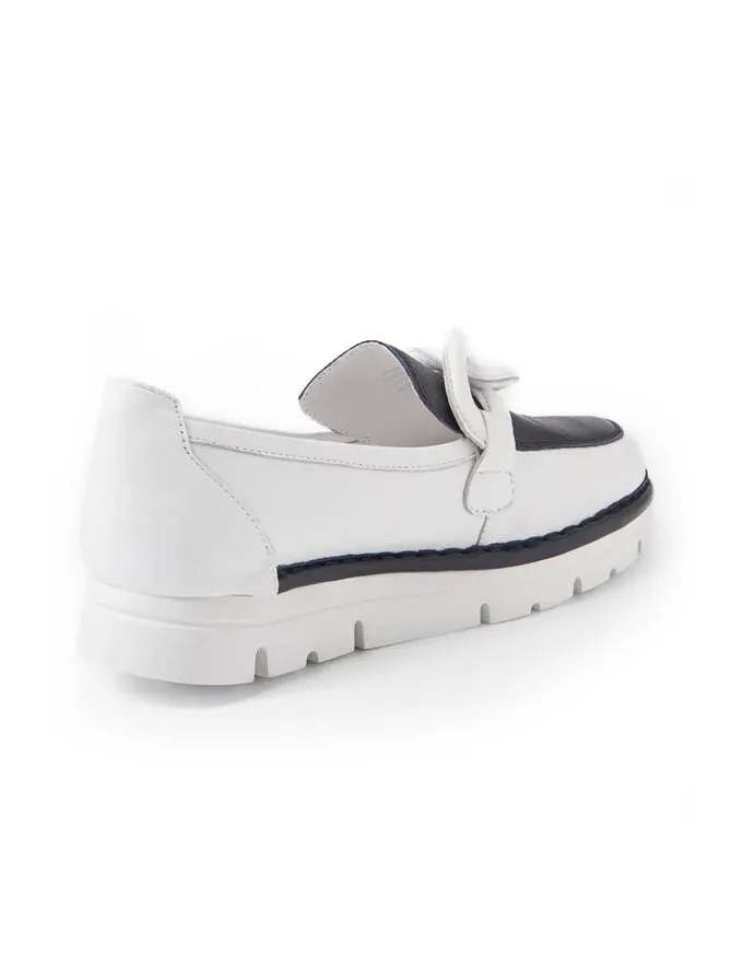 Erora White/Navy Leather Loafers