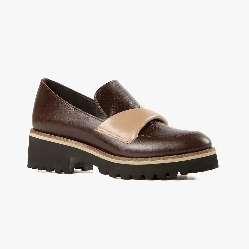 FLATSASH LUG Brown Leather Loafers