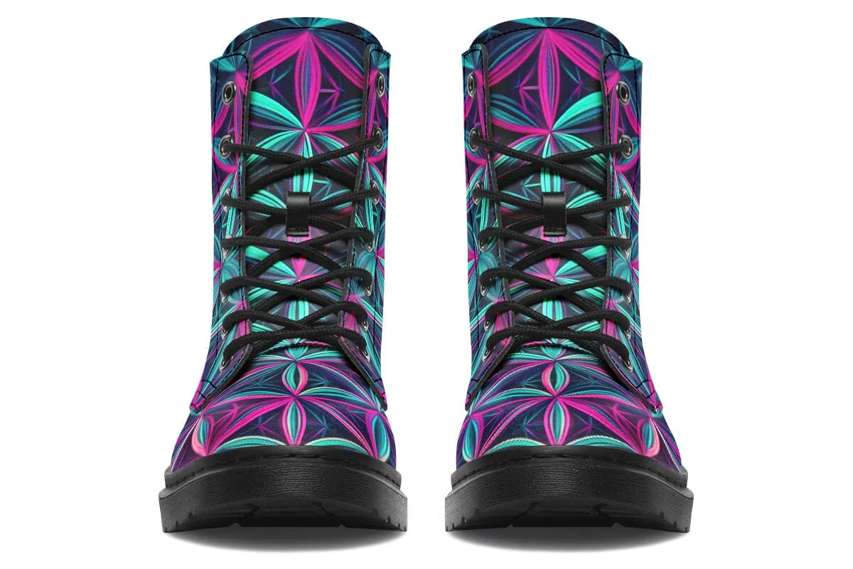 Flower Life Vibes Combat Boots