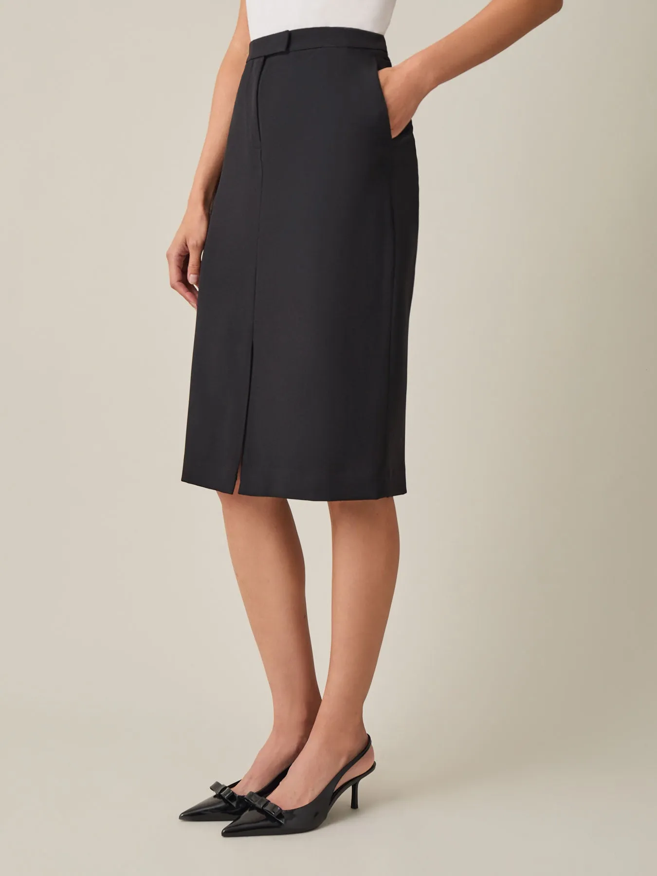 Fly Front Skimmer Skirt, Iconic Stretch Crepe