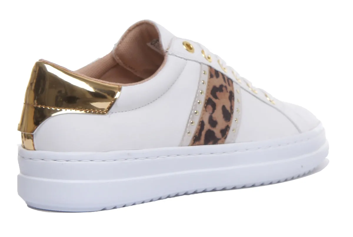 Geox Pontoise In White Leopard For Womens