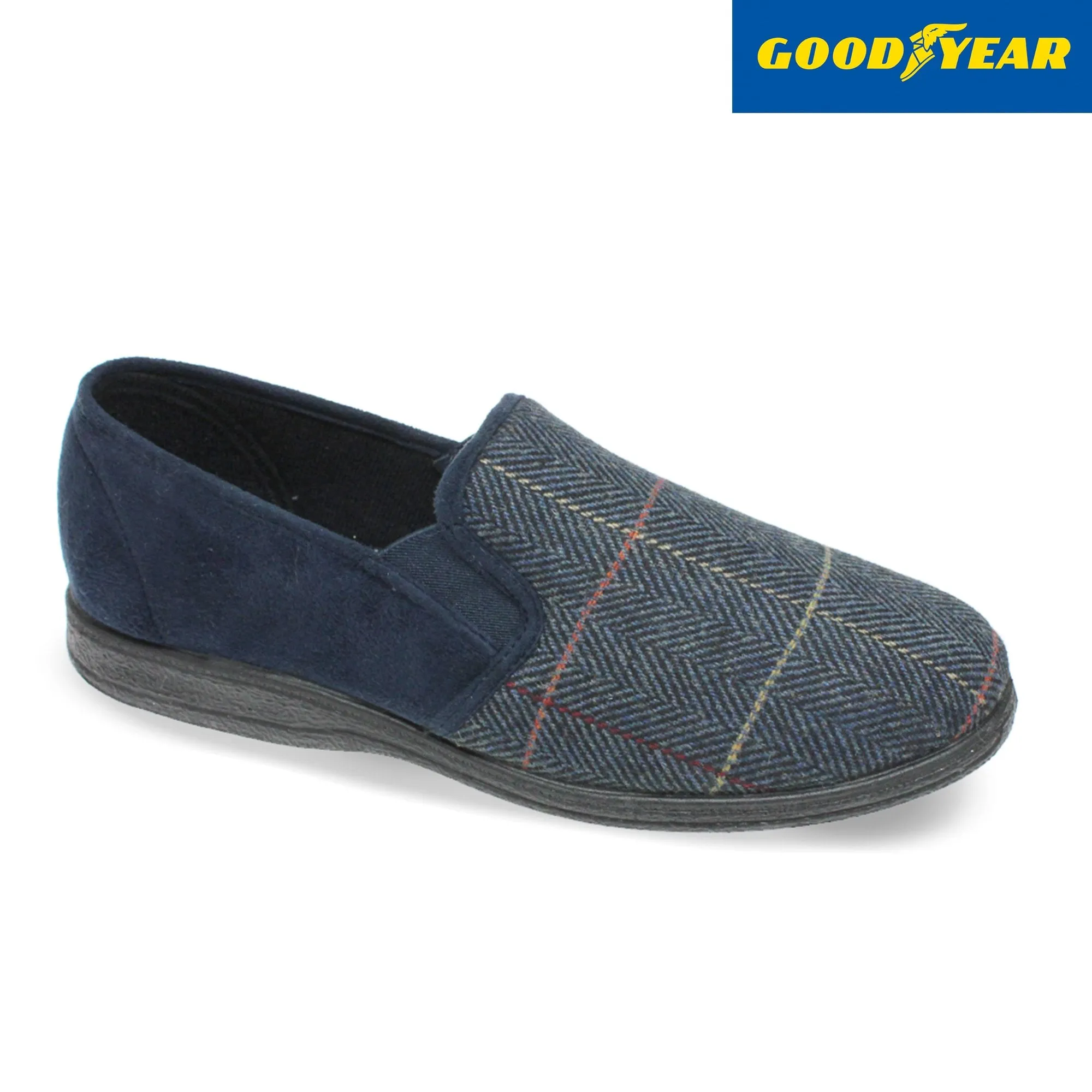 Goodyear Harrison Navy Mens Comfort Memory Foam Slippers