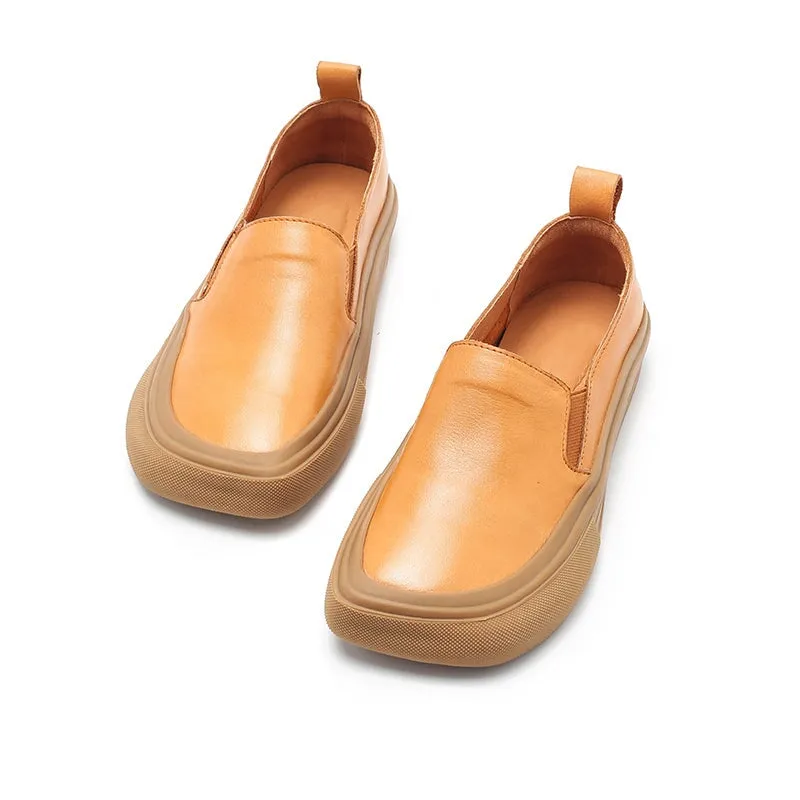 Handemade Leather Women Loafers Retro Flats Slippers Flat Sole Moccasin-Gommino Casual Slip On Shoes