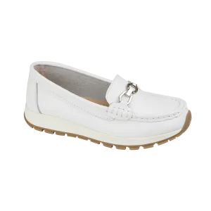 Ladies Leather Slip on White Shoes Ipanema Flat Jo & Joe