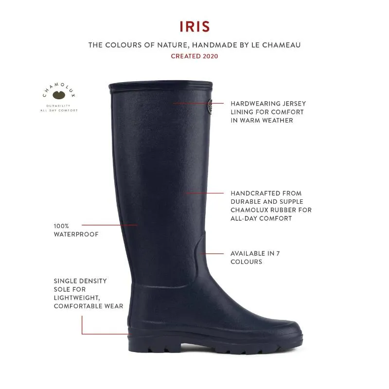 Le Chameau Iris Jersey Lined Ladies Wellington Boots - Vert Fonce