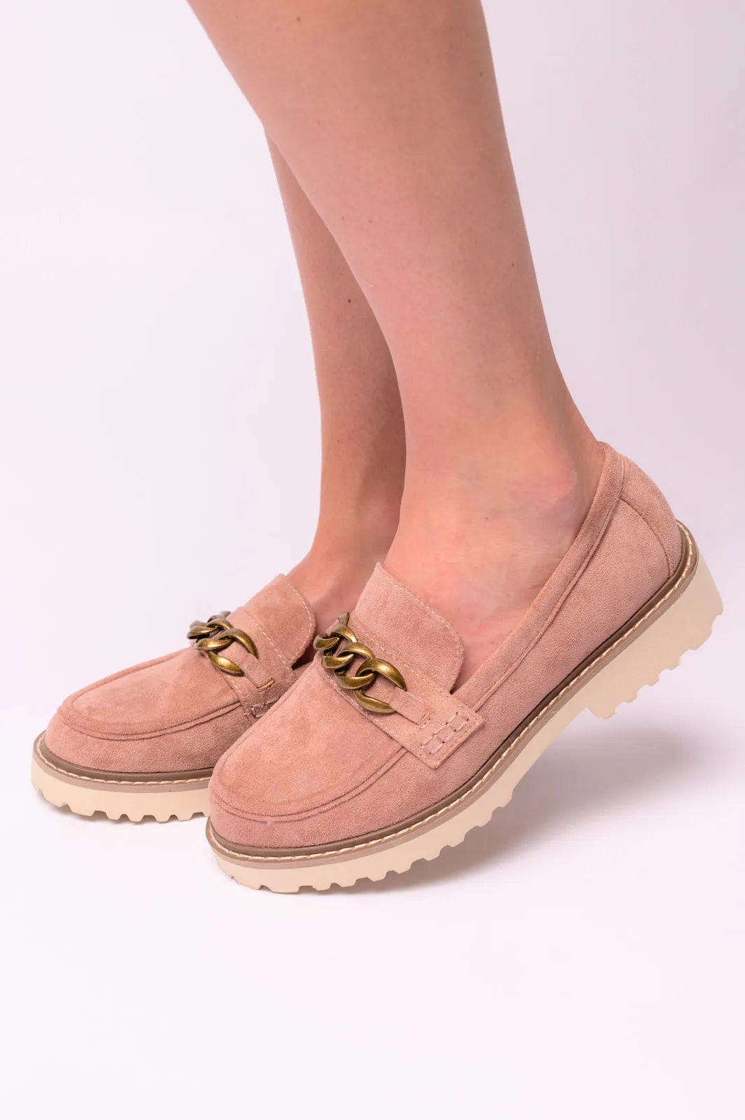 Literally Loafers in Blush Faux Suede