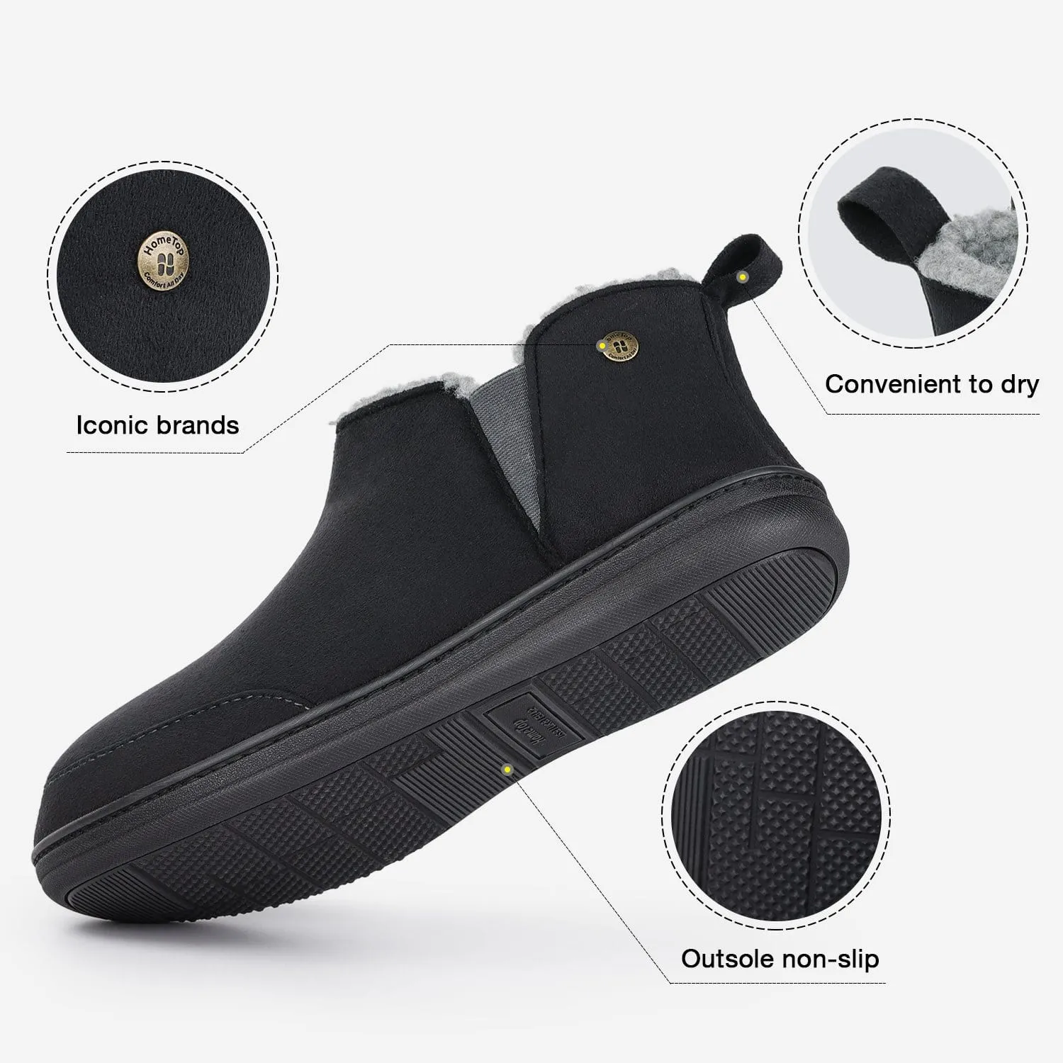 Men's Micro Suede Hi-Top Adjustable Slippers