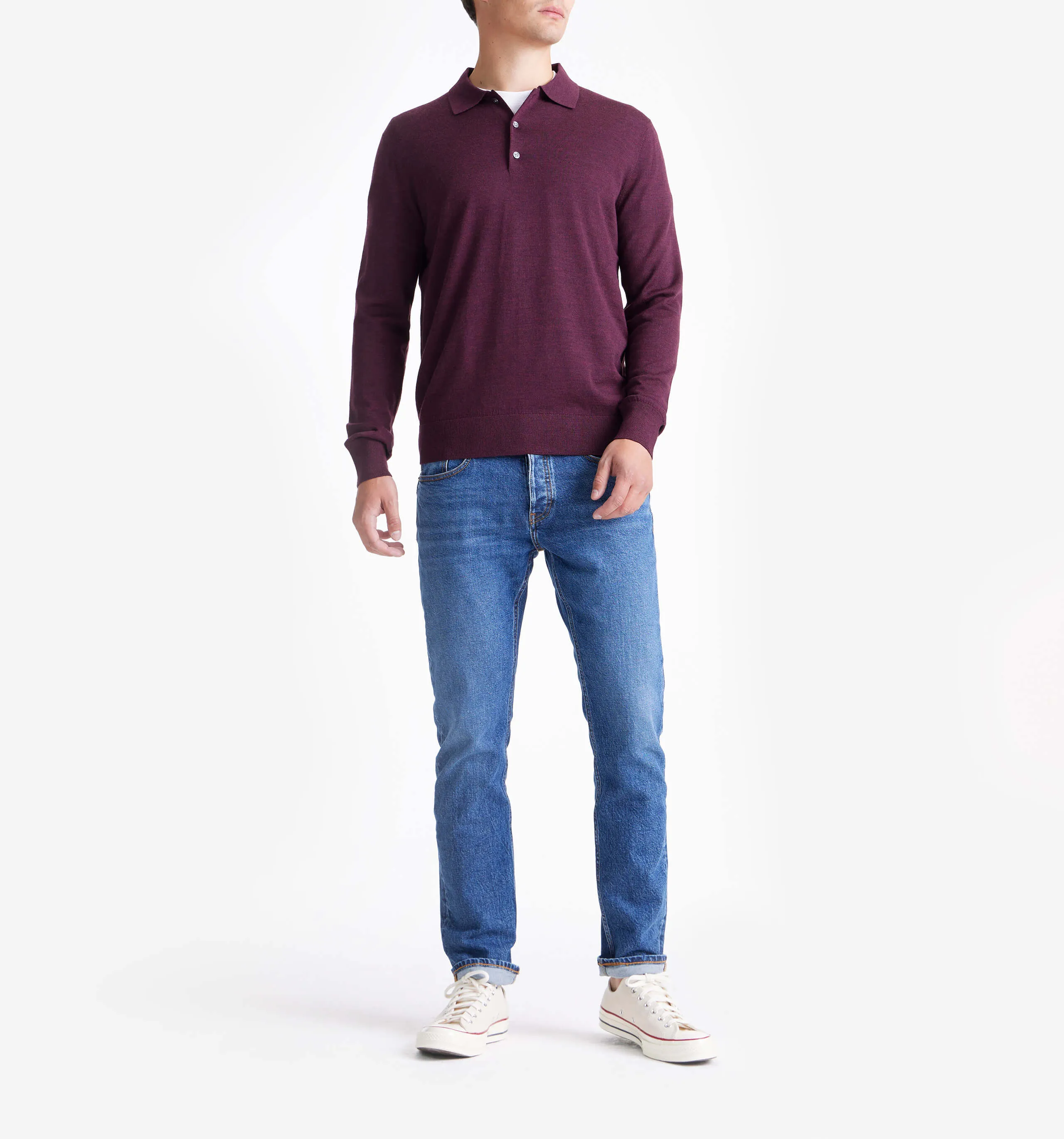 Merino Wool Polo Burgundy