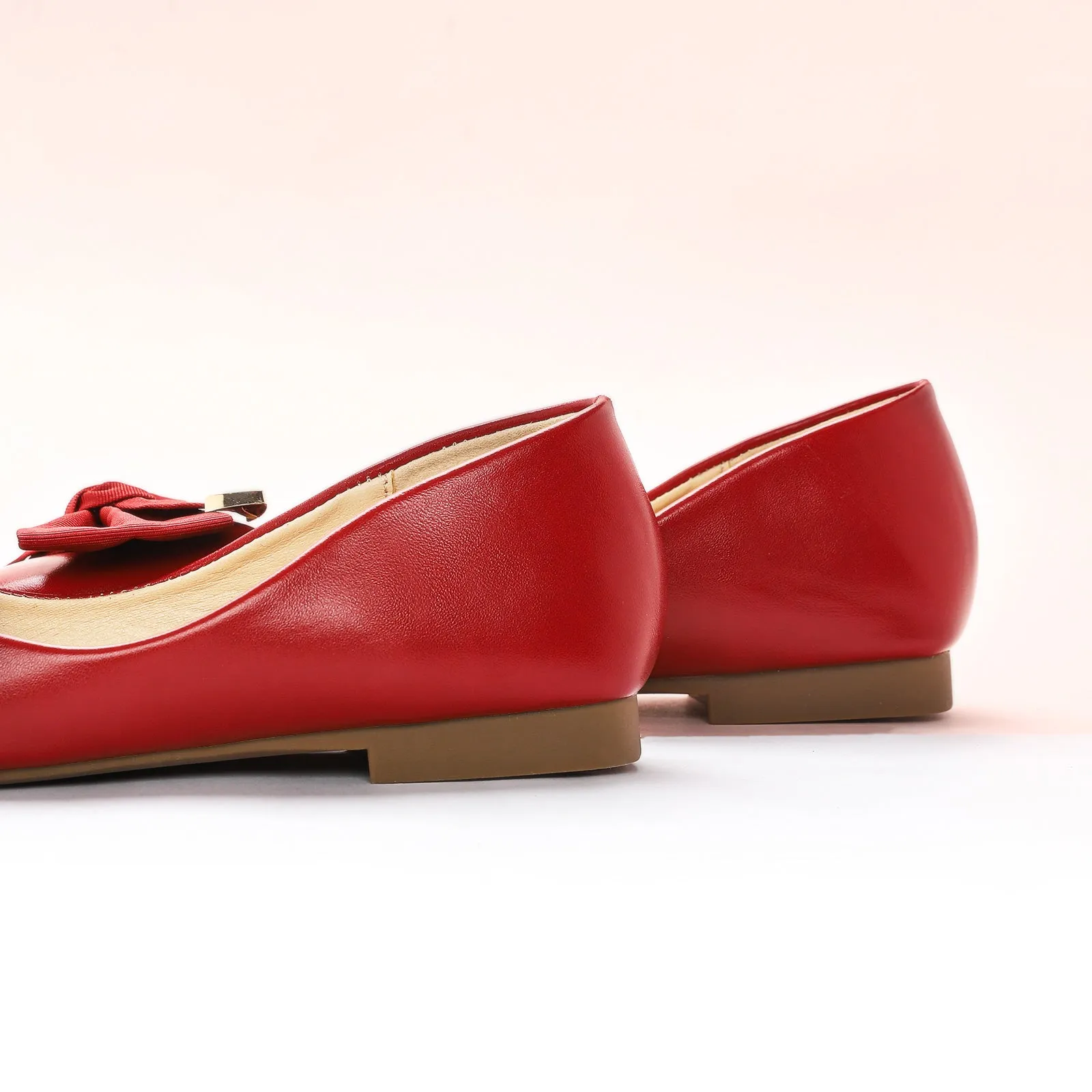 Metal Bow Ballerina Flats (Eva) Red