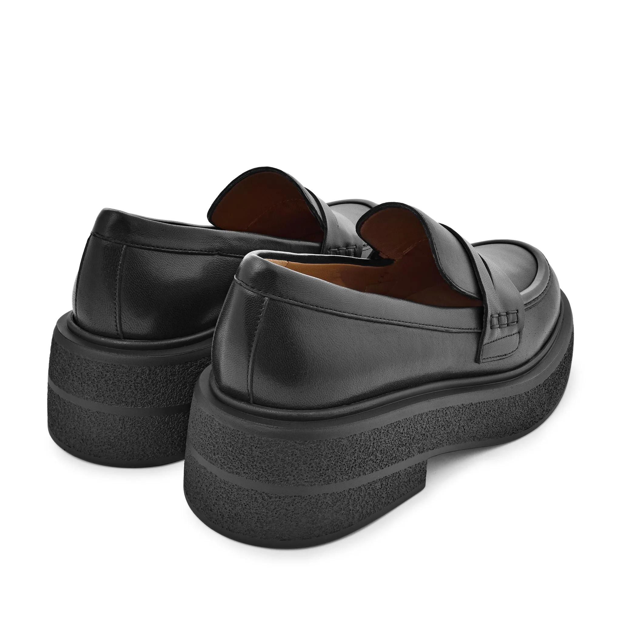 Mikka Black Leather Chunky Loafers