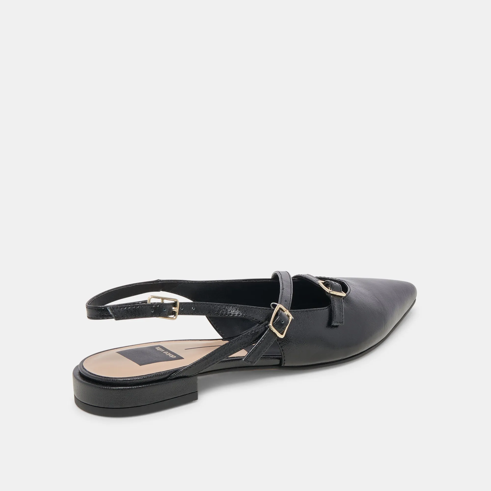 PAMLA WIDE FLATS BLACK CRINKLE PATENT