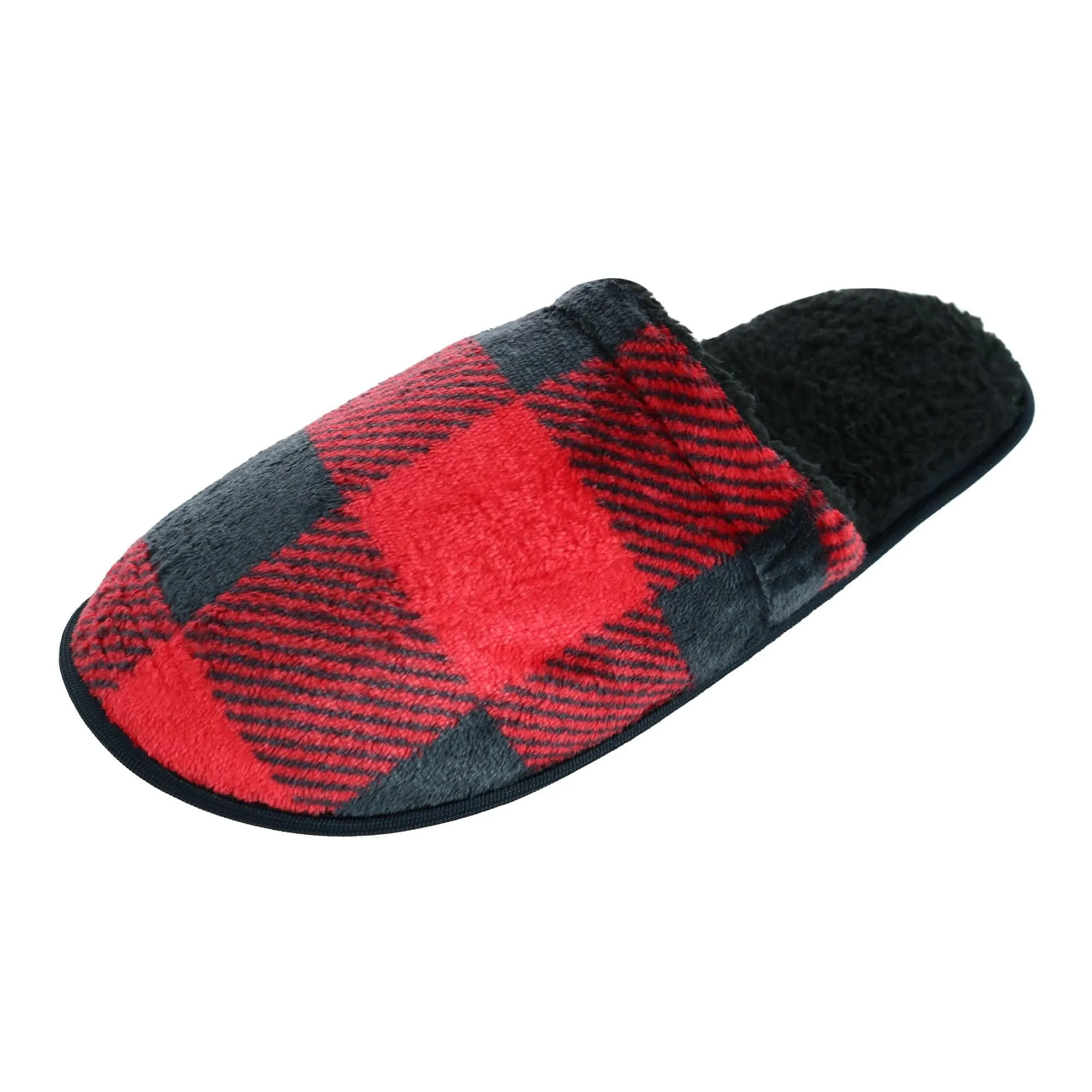 Polar Extreme Men's Buffalo Plaid Sherpa Lined Slippers