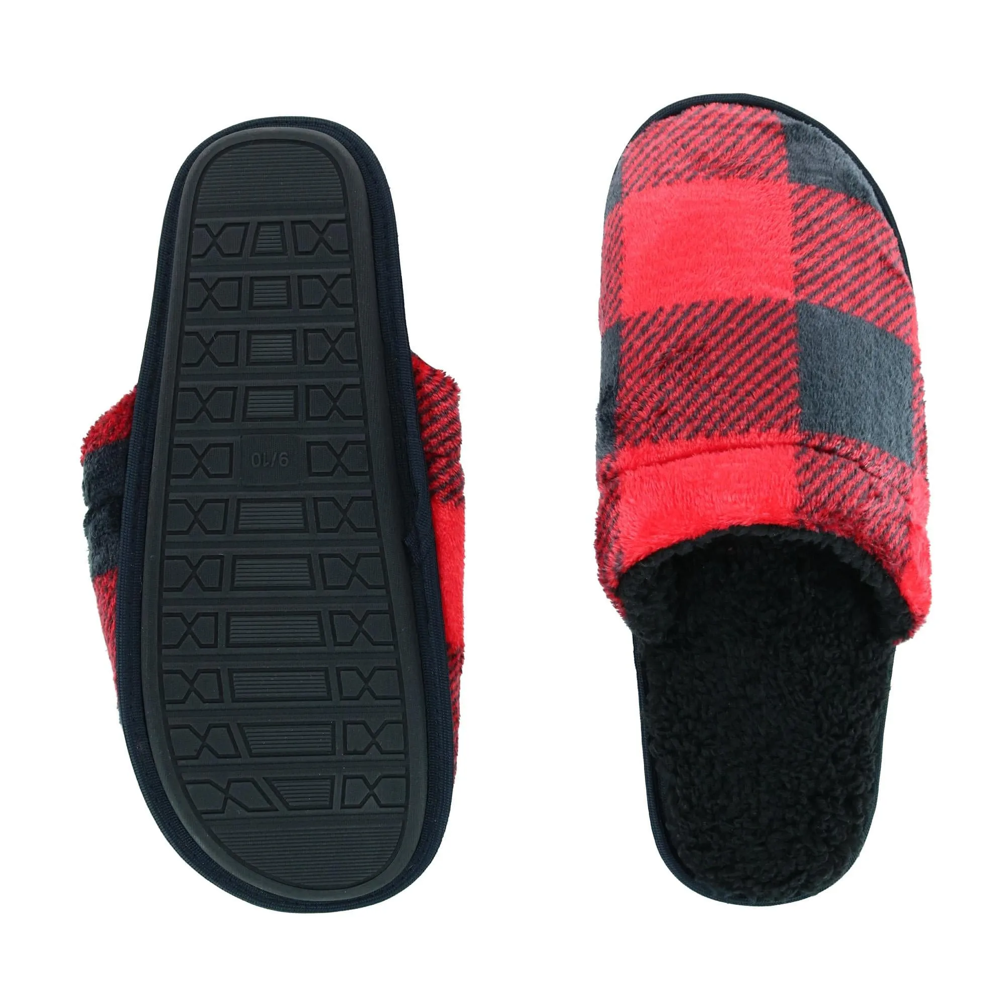 Polar Extreme Men's Buffalo Plaid Sherpa Lined Slippers